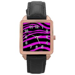 Pink Zebra Rose Gold Leather Watch 