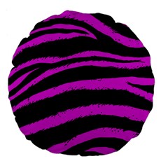 Pink Zebra Large 18  Premium Flano Round Cushion 