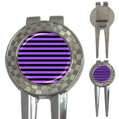 Purple Stripes Golf Pitchfork & Ball Marker by ArtistRoseanneJones