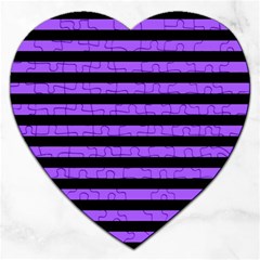 Purple Stripes Jigsaw Puzzle (heart) by ArtistRoseanneJones