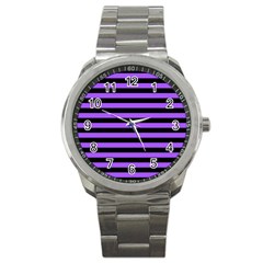 Purple Stripes Sport Metal Watch