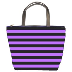 Purple Stripes Bucket Handbag by ArtistRoseanneJones