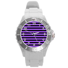 Purple Stripes Plastic Sport Watch (large)