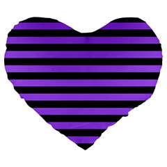 Purple Stripes Large 19  Premium Heart Shape Cushion