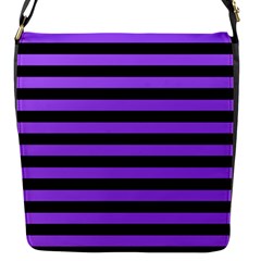 Purple Stripes Flap Closure Messenger Bag (small)