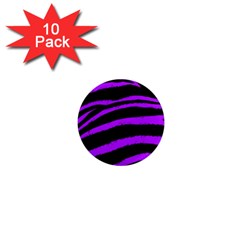 Purple Zebra 1  Mini Button Magnet (10 Pack) by ArtistRoseanneJones