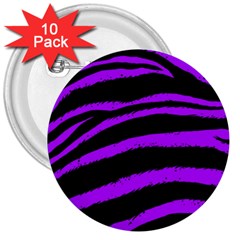 Purple Zebra 3  Button (10 Pack) by ArtistRoseanneJones