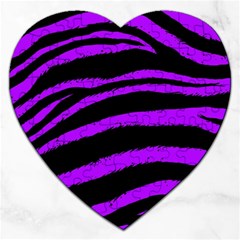 Purple Zebra Jigsaw Puzzle (heart) by ArtistRoseanneJones