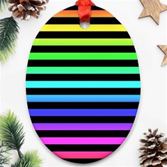 Rainbow Stripes Oval Ornament by ArtistRoseanneJones