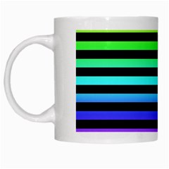 Rainbow Stripes White Coffee Mug by ArtistRoseanneJones