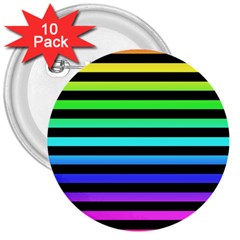 Rainbow Stripes 3  Button (10 Pack) by ArtistRoseanneJones