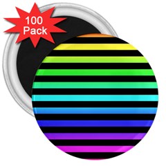 Rainbow Stripes 3  Button Magnet (100 Pack)