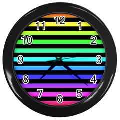 Rainbow Stripes Wall Clock (black)