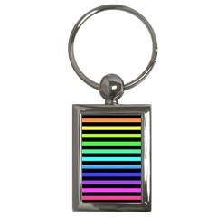 Rainbow Stripes Key Chain (rectangle) by ArtistRoseanneJones