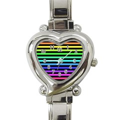 Rainbow Stripes Heart Italian Charm Watch 