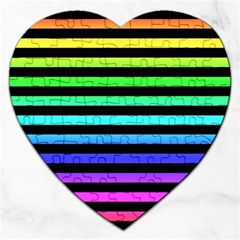 Rainbow Stripes Jigsaw Puzzle (heart) by ArtistRoseanneJones