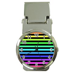 Rainbow Stripes Money Clip With Watch by ArtistRoseanneJones