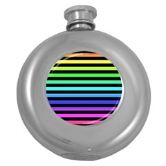 Rainbow Stripes Hip Flask (round)