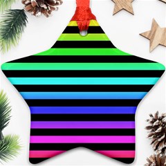 Rainbow Stripes Star Ornament (two Sides) by ArtistRoseanneJones