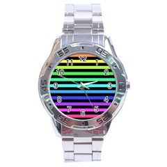 Rainbow Stripes Stainless Steel Watch