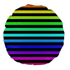 Rainbow Stripes Large 18  Premium Round Cushion  by ArtistRoseanneJones