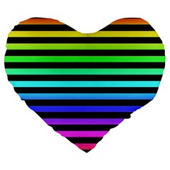 Rainbow Stripes Large 19  Premium Heart Shape Cushion