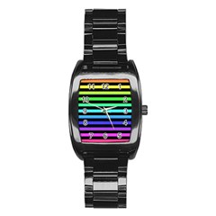 Rainbow Stripes Stainless Steel Barrel Watch