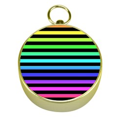 Rainbow Stripes Gold Compass by ArtistRoseanneJones