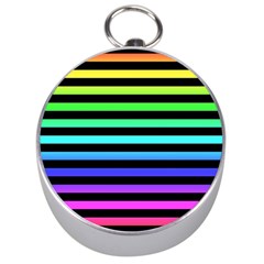 Rainbow Stripes Silver Compass