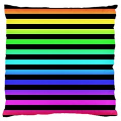 Rainbow Stripes Large Flano Cushion Case (one Side)