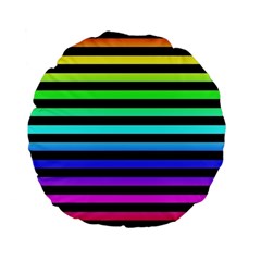 Rainbow Stripes Standard 15  Premium Flano Round Cushion 