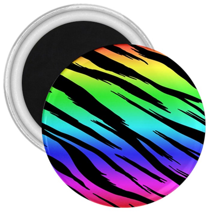 Rainbow Tiger 3  Button Magnet