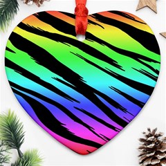 Rainbow Tiger Heart Ornament by ArtistRoseanneJones