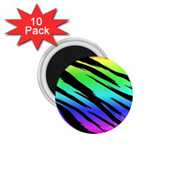 Rainbow Tiger 1 75  Button Magnet (10 Pack)