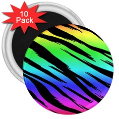 Rainbow Tiger 3  Button Magnet (10 Pack)