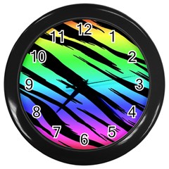 Rainbow Tiger Wall Clock (black)