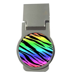 Rainbow Tiger Money Clip (round) by ArtistRoseanneJones