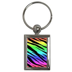 Rainbow Tiger Key Chain (rectangle) by ArtistRoseanneJones