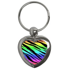 Rainbow Tiger Key Chain (heart) by ArtistRoseanneJones