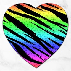 Rainbow Tiger Jigsaw Puzzle (heart) by ArtistRoseanneJones