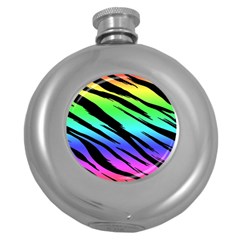 Rainbow Tiger Hip Flask (round) by ArtistRoseanneJones