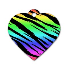 Rainbow Tiger Dog Tag Heart (one Sided)  by ArtistRoseanneJones