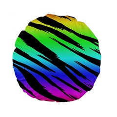 Rainbow Tiger Standard 15  Premium Round Cushion  by ArtistRoseanneJones