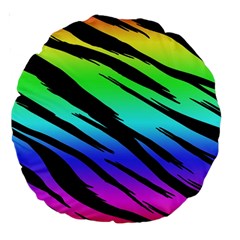 Rainbow Tiger Large 18  Premium Round Cushion 