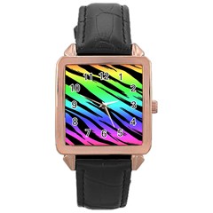 Rainbow Tiger Rose Gold Leather Watch 