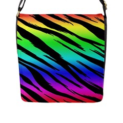 Rainbow Tiger Flap Closure Messenger Bag (l)