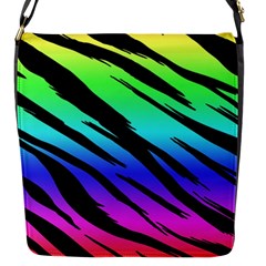 Rainbow Tiger Flap Closure Messenger Bag (small) by ArtistRoseanneJones