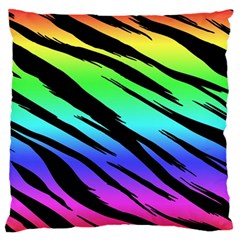 Rainbow Tiger Large Flano Cushion Case (two Sides) by ArtistRoseanneJones