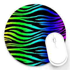 Rainbow Zebra 8  Mouse Pad (round)