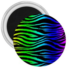 Rainbow Zebra 3  Button Magnet by ArtistRoseanneJones